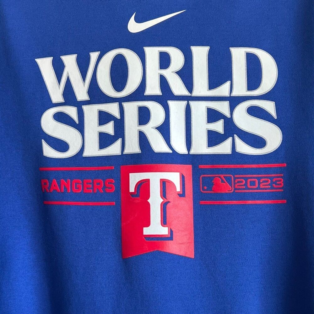 Nike Hoodie Men's MLB Texas Rangers World Series 2023 Dri-Fit Size Medium Blue - Picture 6 of 6